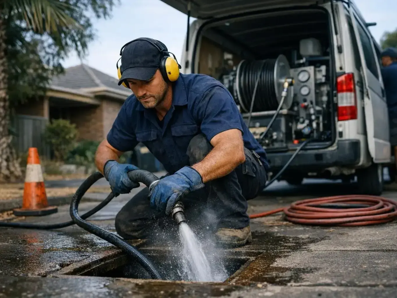 Emergency plumber fixing burst pipe in Glen Waverley brick home