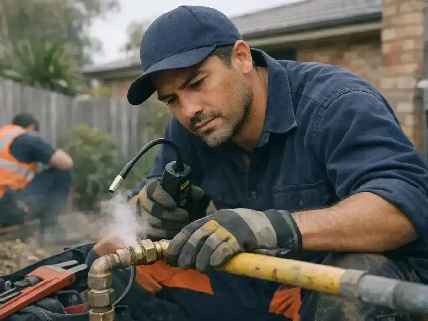 Drain camera inspection van parked on Epping Road commercial precinct