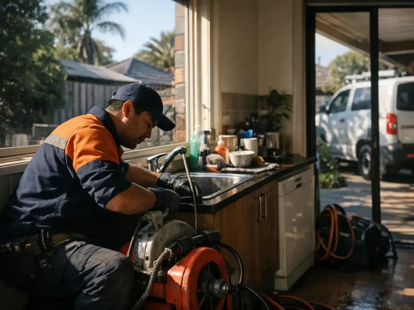 Emergency plumber repairing burst pipe in Point Cook home